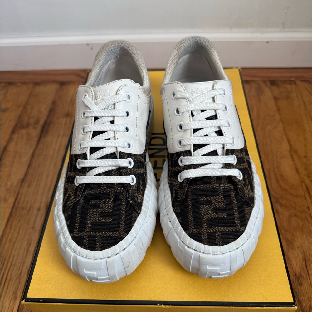 Fendi women’s brown and White Logo Sneakers